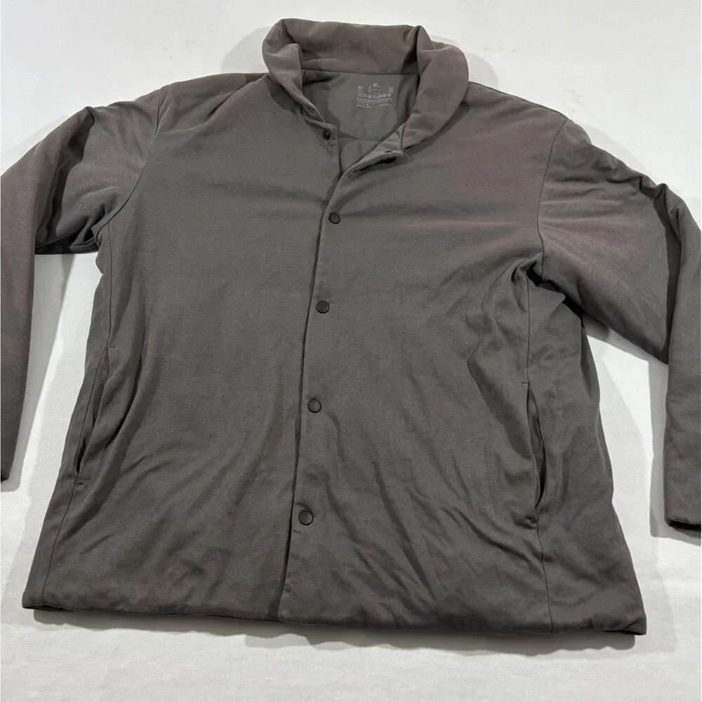 Muji Mens Brown Snap Button Quilted Reversible Puffer Jacket Grunge Light Sz XL